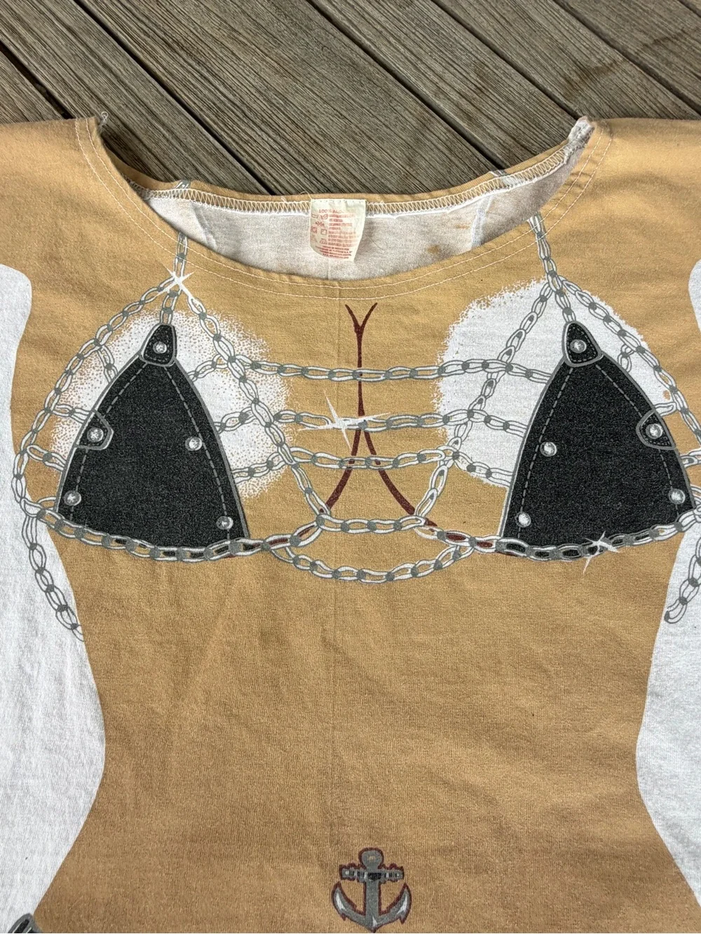 Vintage Biker Chic Bikini Illusion Beach Pool T-Shirt Coverup Fringe M/L GUC